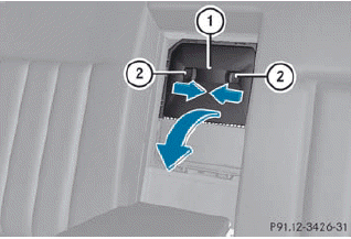 ► Fold down the rear seat armrest.