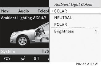 To set the ambient lighting: select
