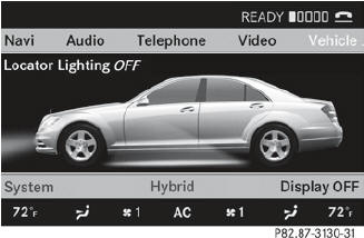 To switch locator lighting on/off: select