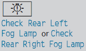 The left-hand or right-hand rear fog lamp is defective.