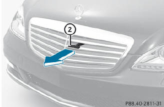 Pull hood catch handle 2 outwards from
