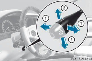 1 To adjust the steering wheel position (fore-and-aft adjustment)