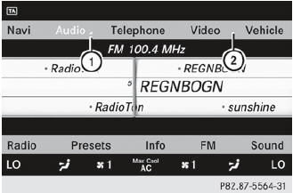 1 To call up the audio menu