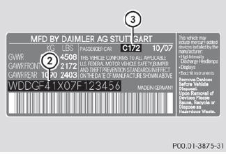 Example: vehicle identification plate (USA only)