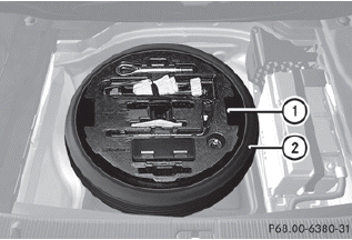 ► Reach into cutout 1 in the tool holder and