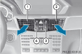 1. Center air vent, left