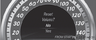 Resetting the trip computer "From start" (example)