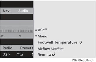 Climate control main menu