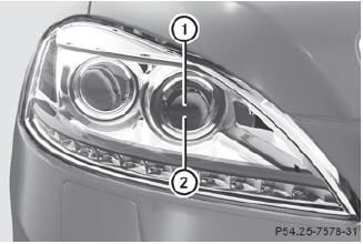 Bi-Xenon headlamps (vehicles with LED daytime running lamps)