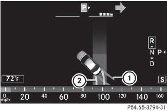 1 Red lane indicating the route the vehicle