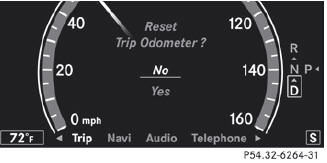 Resetting the trip odometer (example)