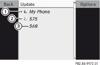 Example of display: Bluetooth device list