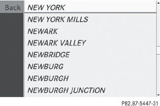 Confirm NEW YORK with COMAND