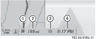 Arrival time/distance display switched on