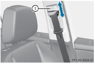 Adjust the height so that the upper part of the seat belt is routed across the