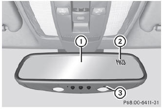 To obtain a correct display in rear-view mirror 1, the compass must be calibrated