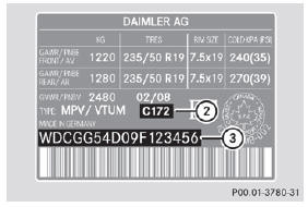 Example: vehicle identification plate (Canada only)