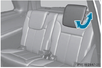 Outer seat head restraints in the third row of seats