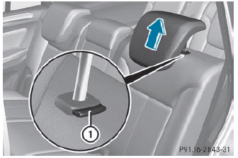 Outer seat head restraints in the second row of