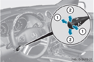 1 To adjust the steering wheel position (fore-and-aft adjustment)