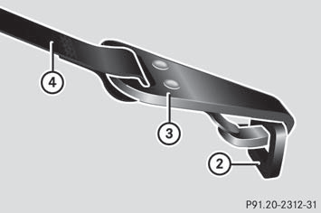 - Move head restraint 3 upwards.