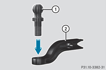  Insert ball coupling 1 through the hole in