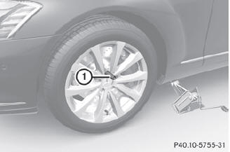 Unscrew the uppermost wheel bolt