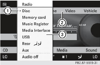 Example display: audio menu