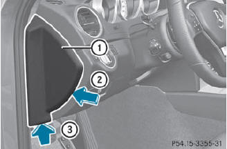 To open: pull out cover 1 slightly at the