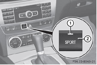 Example: position of dynamic handling package with sports mode button