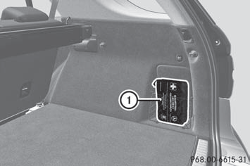 – Remove first-aid kit 1 from the parcel net.